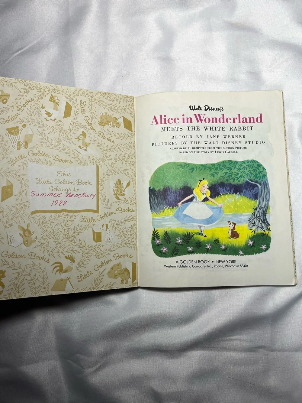 Vintage 1951 Disney Alice in Wonderland Little Golden Book Hardcover Classic